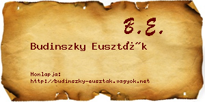 Budinszky Euszták névjegykártya